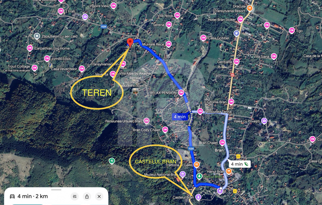 Teren investitie Bran - Predelut, la 2 km de Castelul Bran